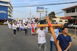 JMJ 2018 Jóvenes caminando con la Palmas benditas