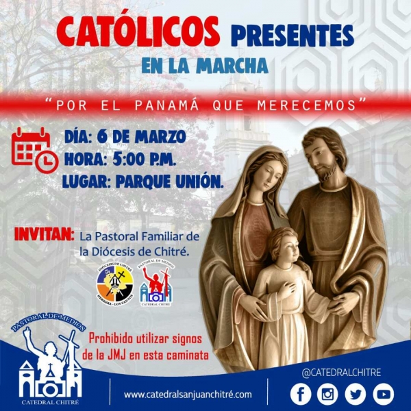 Por el Panamá que merecemos. Marcha organizada por la Pastoral familiar diocesana